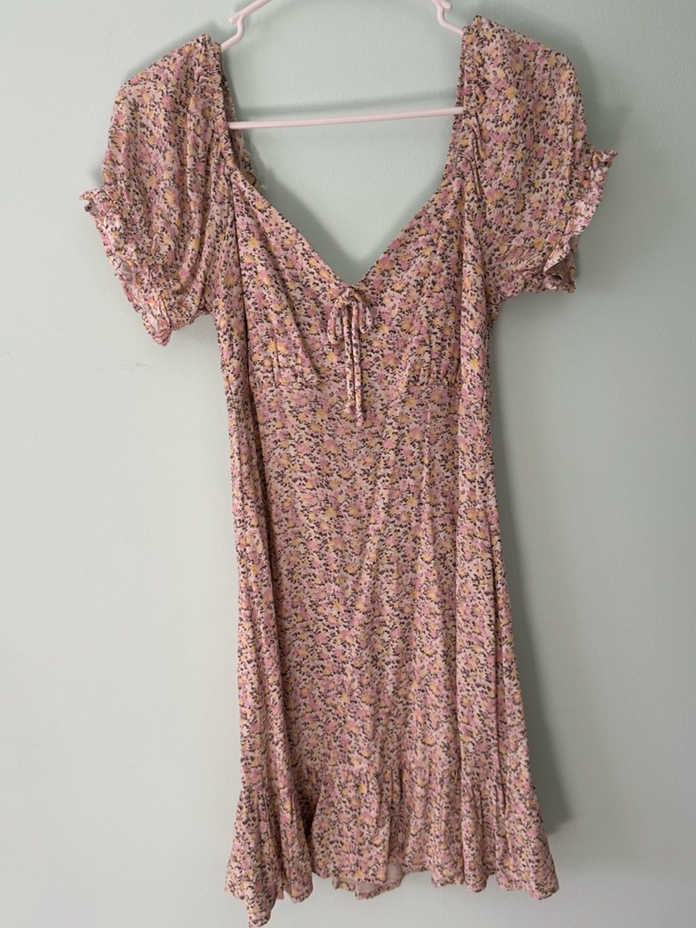 wild fable Pink Floral Tie-Detail Mini Dress